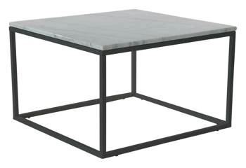 Stolik kawowy Pony 50x50 marmurowy biały z czarną metalową podstawą glamour do salonu