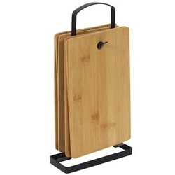 Zestaw 6 bambusowych desek do krojenia Intesi na stojaku do kuchni prostokątnych