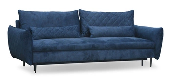 Sofa rozkładana Cecile granatowa z pojemnikiem, funkcją spania do salonu skandynawska