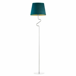 Lampa stojąca do salonu FOGO GOLD zielona nowoczesna glamour z welurowym abażurem Lysne