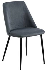 Krzesło tapicerowane Ines szare sztruks Actona do jadalni nowoczesne na czarnych nogach