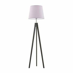 Lampa podłogowa drewniana Aruba fioletowa z abażurem trójnóg do salonu Lysne 149 cm