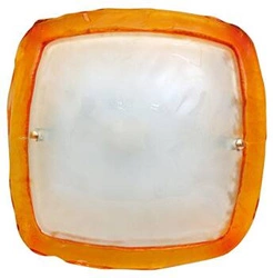 Plafon kwadratowy szklany Borgo 30 pomarańczowy nowoczesny do salonu i sypialni