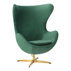 Fotel Jajo Velvet zielony welur obrotowy z funkcją kołyski do salonu na złotej nodze