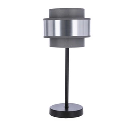 Nowoczesna lampka nocna Hare z abażurem szaro-srebrnym do sypialni i salonu czarna