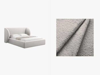 Łóżko do sypialni Miley II szare boucle 180x200 z pojemnikiem nowoczesne glamour