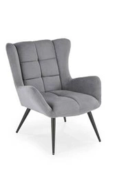 Fotel uszak Wallace popielaty do salonu nowoczesny tapicerowany z podłokietnikami Intesi