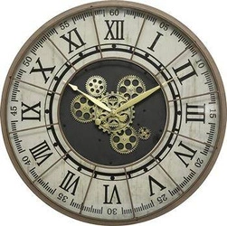 Zegar ścienny vintage Meca 57 cm z ozdobnymi trybikami do salonu Atmosphera złoty