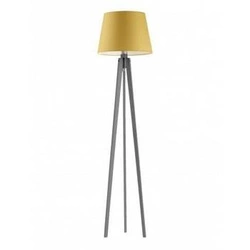 Lampa podłogowa Curacao nowoczesna drewniana z abażurem musztardowym do salonu Lysne 158 cm