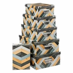 Zestaw 6 nowoczesnych pudełek ozdobnych Marquetry multikolor do przechowywania biurka