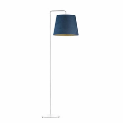 Lampa podłogowa do salonu RIJAD GOLD welwetowa niebieska glamour z abażurem Lysne 156 cm