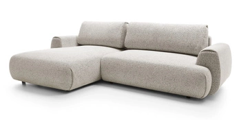 Narożnik z funkcją spania Ljung lewy nowoczesny beżowo-szary z pojemnikiem do salonu