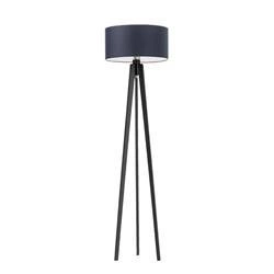 Lampa podłogowa trójnóg glamour MIAMI Lysne granatowy abażur hebanowy do salonu personalizowana