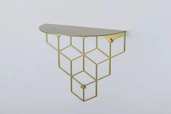 Półka ścienna metalowa złota Stiga PS Gold POLYHEDRA do salonu i kuchni styl glamour 28 cm