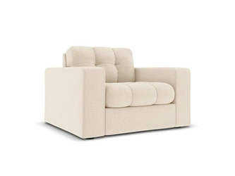 Fotel wypoczynkowy Justin beżowy glamour do salonu z podłokietnikami aksamitny DKwadrat