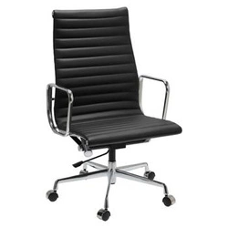 Fotel biurowy ergonomiczny CH1191 Premium skórzany czarny obrotowy do biurka inspirowany EA119