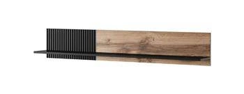 Półka ścienna loftowa Adre 150 cm dąb wotan czarny na książki i dekoracje do salonu Intesi