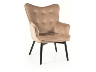 Fotel uszak Sergio VIC welurowy beżowy do salonu nowoczesny z podłokietnikami Intesi