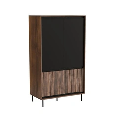 Szafa Miri orzechowa czarno metalowa do salonu i przedpokoju nowoczesna