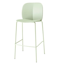 Hoker z oparciem Mentha zielony nowoczesny 65 cm do kuchni i jadalni na metalowych nogach
