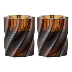 House Nordic zestaw 2 szklane świeczniki dymione brązowe na tealighty do salonu