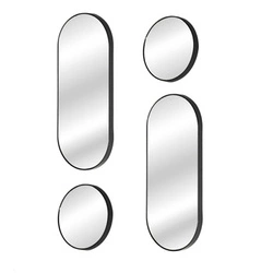 Zestaw luster wiszących Deco Round Intesi okrągłych i owalnych do przedpokoju w czarnej ramie