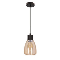 Lampa wisząca MOLDO czarny 1x40W E27 klosz bursztynowy