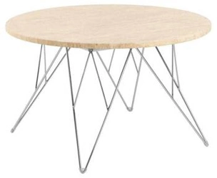 Stolik kawowy Prunus okrągły 80 cm trawertyn glamour chrom nowoczesny do salonu