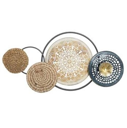 Dekoracja ścienna Eliya metalowo-drewniana złota ozdoba na ścianę do salonu nowoczesna Atmosphera