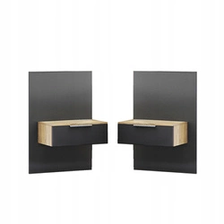 Zestaw 2 szafkek nocnych wiszących z szufladą 54 cm dąb - Lana Intesi nowoczesna do sypialni