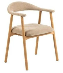 Krzesło tapicerowane Addi beżowe dąb Actona do jadalni i salonu skandynawskie z podłokietnikami