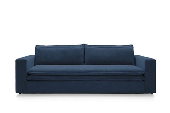 Sofa rozkładana z funkcją spania Ulnes 3-osobowa sztruksowa granatowa do salonu z pojemnikiem