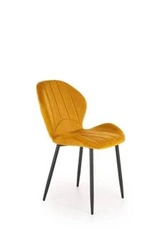 Krzesło tapicerowane welur Griviza Intesi musztardowe nowoczesne do jadalni i salonu