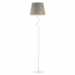 Lampa podłogowa FOGO GOLD szara welwetowa z abażurem nowoczesna do salonu i sypialni Lysne