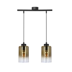 Nowoczesna lampa wisząca Aspra czarna szkło bursztynowe do salonu i sypialni 2-punktowa