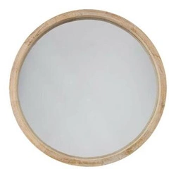 Okrągłe lustro Olav 52cm w drewnianej ramie naturalnej do salonu na ścianę