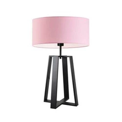Lampka nocna do sypialni Thor nowoczesna z abażurem jasny różowy na czarnym stelażu 61 cm
