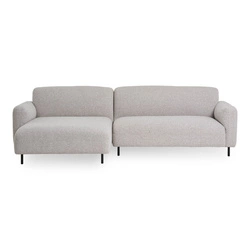 Narożnik Salvador lewy boucle beżowy skandynawski do salonu na czarnych nóżkach