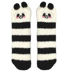 Skarpetki pluszowe Panda Intesi czarne przytulne ciepłe skarpetki damskie do domu