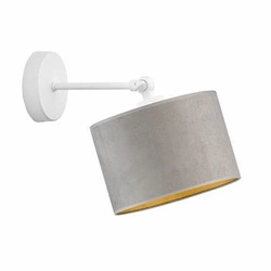 Kinkiet ścienny glamour TETE GOLD LYSNE z welurowym abażurem regulowany do sypialni szary 25 cm