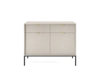 Komoda Delicious ryflowana kaszmir nowoczesna z szufladami na czarnych nogach do salonu 104 cm Intesi