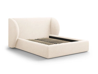 Łóżko tapicerowane Miley II beżowe 140x200 z pojemnikiem nowoczesne do sypialni