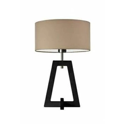 Lampka nocna do sypialni Clio nowoczesna glamour z abażurem beżowym i drewnianą podstawą