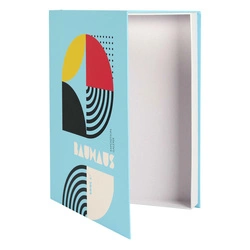 Pudełko ozdobne książka Intesi Bauhaus niebieskie dekoracyjne tekturowe do salonu lub sypialni