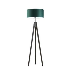 Lampa stojąca do salonu glamour HAITI zielona z abażurem na drewnianym stelażu Lysne 138 cm