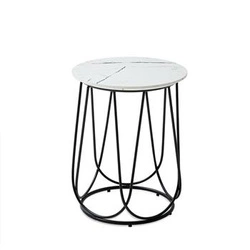 Stolik kawowy okrągły Jenna S biały marmur nowoczesny do salonu Intesi 40 cm