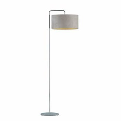 Lampa stojąca do salonu BOLIVIA GOLD szara nowoczesna z welurowym abażurem glamour Lysne