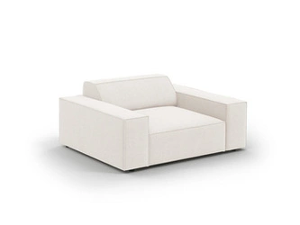 Fotel wypoczynkowy Jodie beżowy do salonu z podłokietnikami nowoczesny tapicerowany tkanina