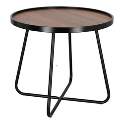 Okrągły stolik kawowy Tamsai 60 cm orzech czarny loftowy do salonu pomocniczy Intesi