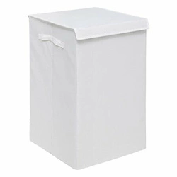 Kosz na pranie do łazienki Colorama 74l biały składany dwukomorowy z MDF i tkaniny 5five